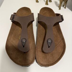 NEW RARE Vintage Birkenstock Gizeh brown Thong Sandals with Buckle Strap size 39